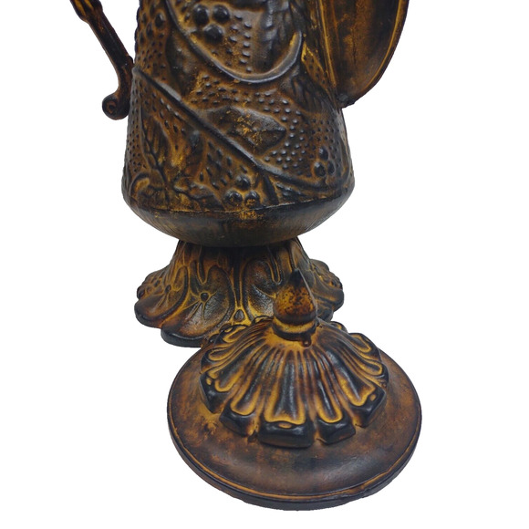 Vintage Style Heavy Metal Rusty Dragon Handled Pitcher 13" Kitchen Garden Atrium - Picture 8 of 11